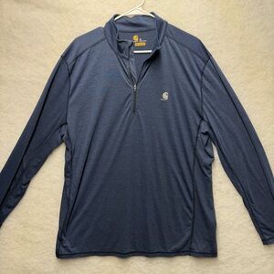 Carhartt Men’s Relaxed Fit Long Sleeve Quarter Zip NAVY Size XL